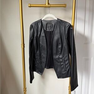 Dynamite Fitted Black Faux Leather Jacket